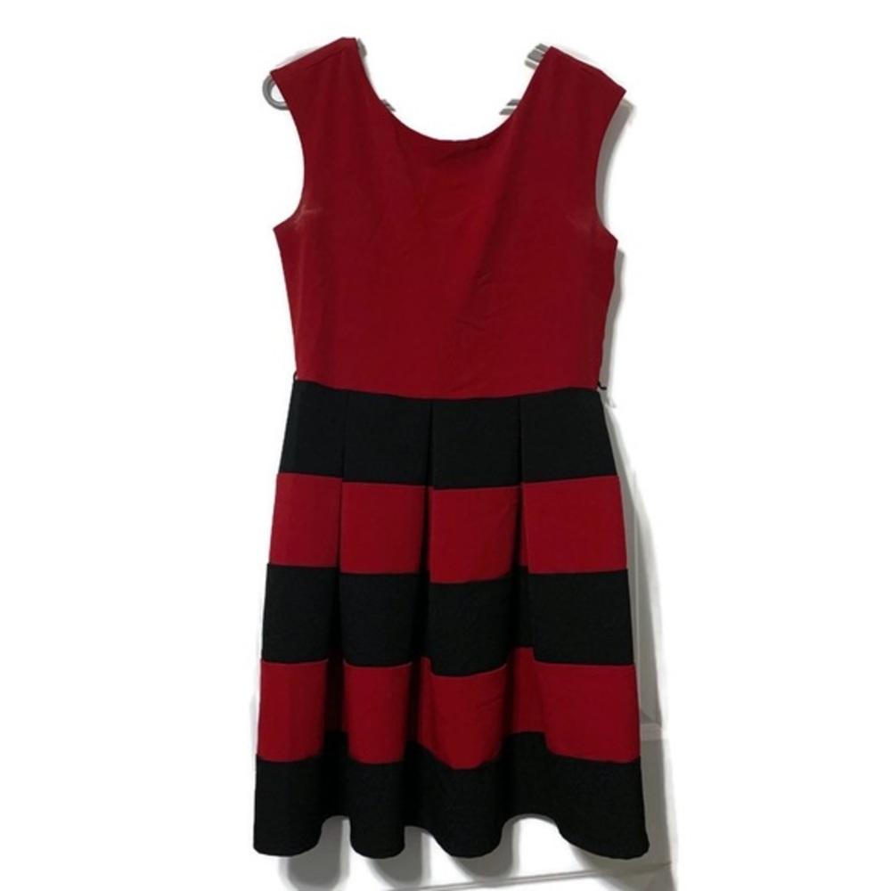 Tiana B. Black & Red Striped Fit & Flare Dress